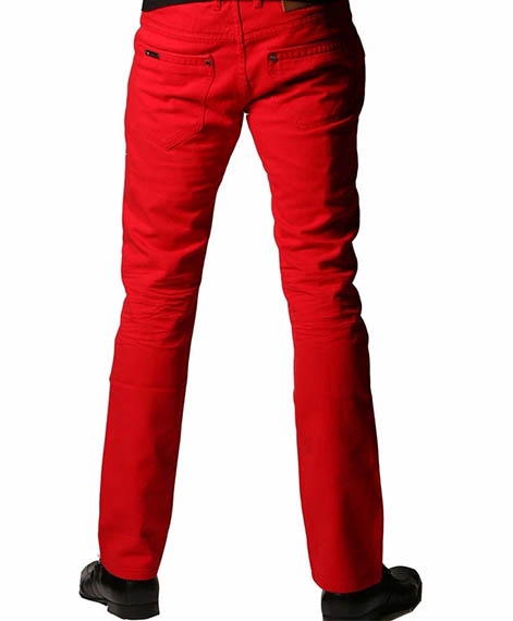 red designer jeans