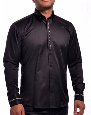 Mondo Men sequin Black Designer Shirt